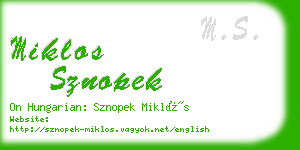 miklos sznopek business card